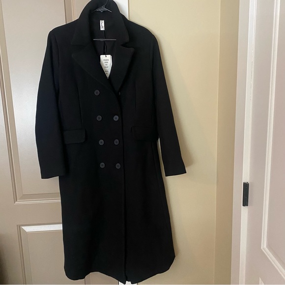 Souvenir Black Wool Blend Long Coat Size M - Picture 2 of 8